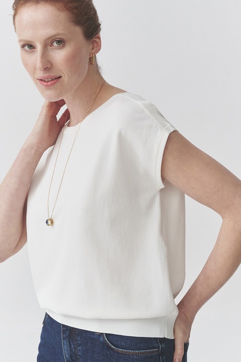 Tatuum, Bluza cu decolteu rotund, Alb optic, XL