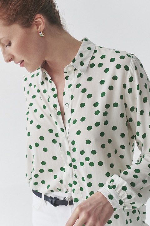 Tatuum, Camasa cu buline, Alb/Verde, 46