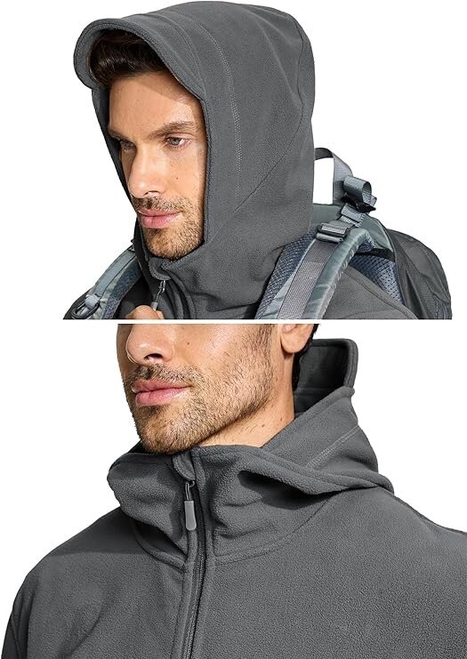 Jacheta Fleece Polar, pentru barbati, cu gluga, Material izolant