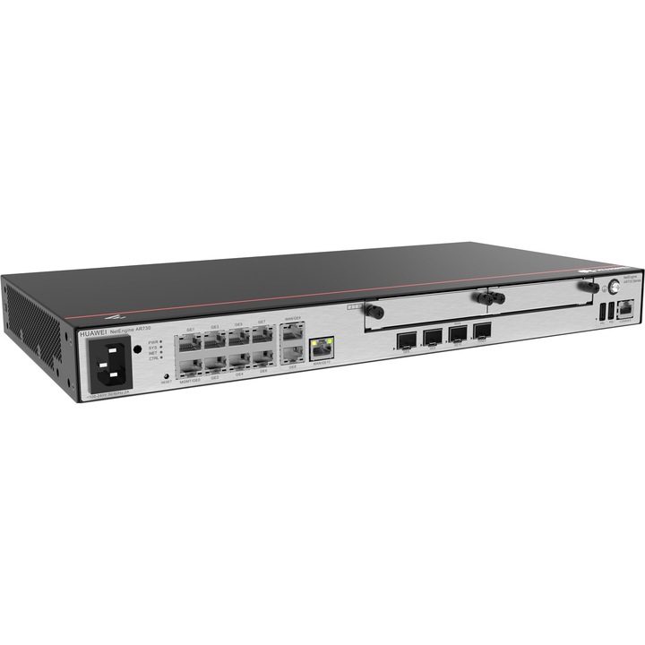 Huawei NetEngine AR730 Gigabit Ethernet router, 8 LAN port, 4 GB RAM, 220,4x44,4x442 mm, szürke