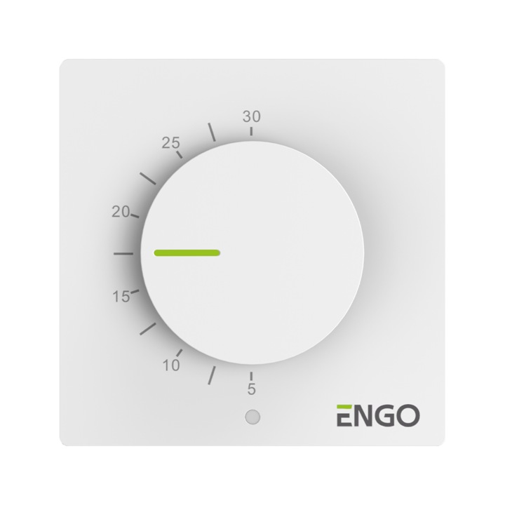 Termostat ENGO ESIMPLE-230W, montaj pe perete, control mecanic, 230V, alb