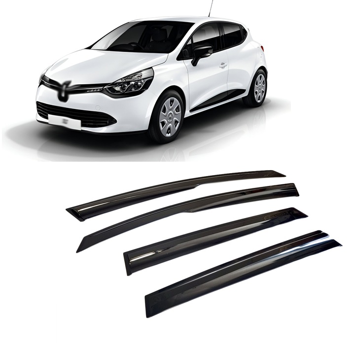 Paravanturi Renault Clio 4 2012 - 2019 Hatchback Auto Fata Si Spate Set De 4 Negru Flexibil Rezistent La UV Instalare Usoara Stil Sportiv Potrivire Externa