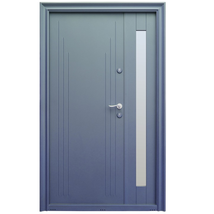 Usa metalica pentru exterior Tracia Tissia dubla, stanga, gri antracit, RAL 7024, 205x120 cm