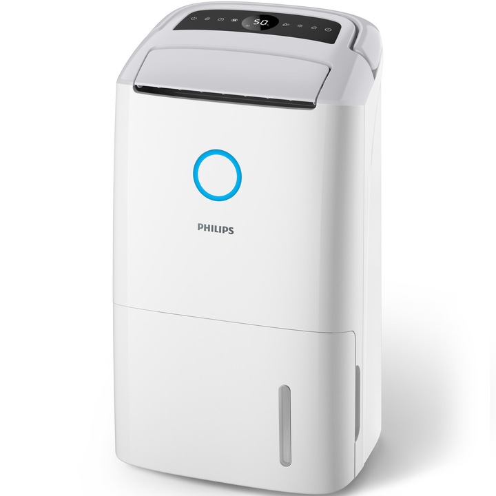 Philips seria 5000 DE5305/11 2in1 páramentesítő, Akár 26.5l/d, Nagy szűrési teljesítmény: 270 m3 (CADR), NanoProtect HEPA szűrő, AeraSense technológia, Ruhaszárítási mód, 4 ventilátor sebesség és 5 páratartalom