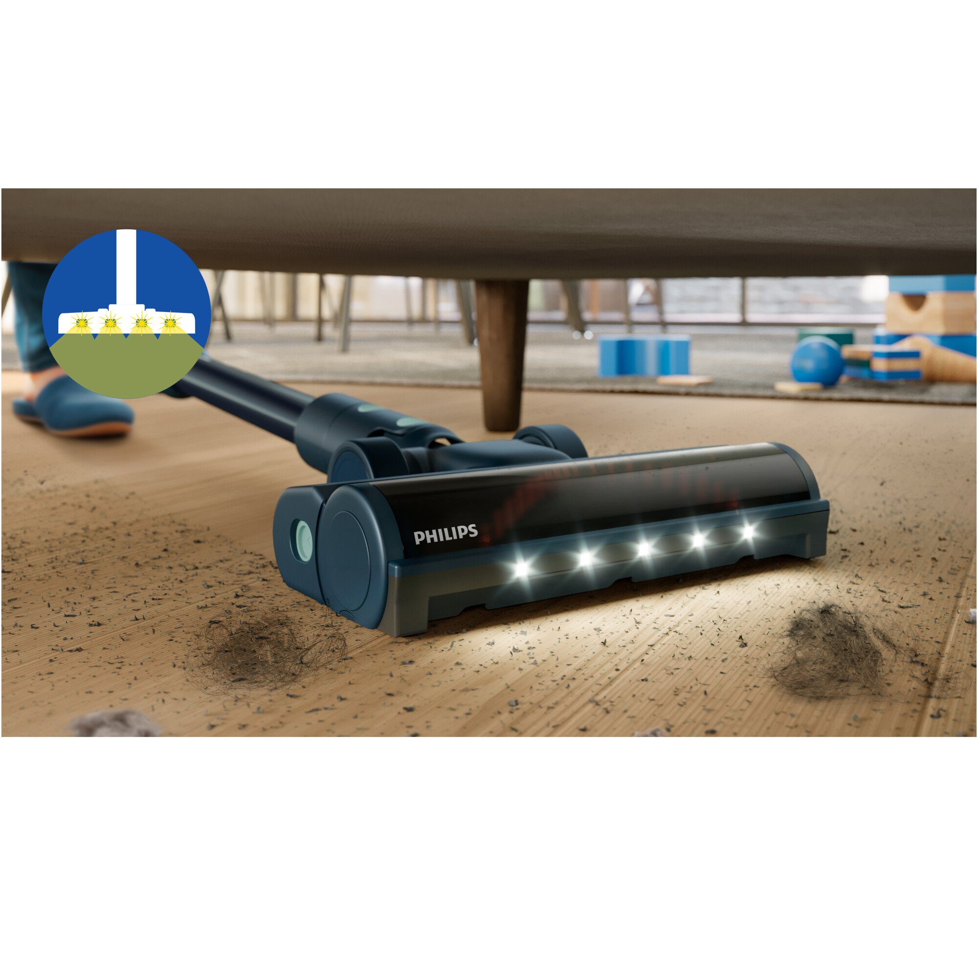 Aspirator vertical Philips Flex XC5244/10, Aqua, durata de