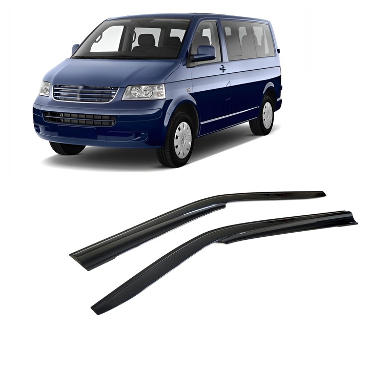 Paravanturi VW Transporter T5 T6 2003 - 2018 Bus Auto Fata Set De 2 Negru Flexibil Rezistent La UV Instalare Usoara Stil Sportiv Potrivire Externa