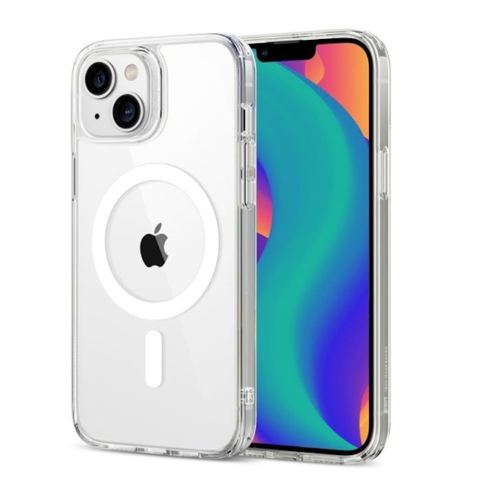 Esr ch halolock szilikon mobiltelefon tok, ütésállóság, légpárnás sarok, magsafe, átlátszó, kompatibilis: Apple iPhone 14 / iPhone 13