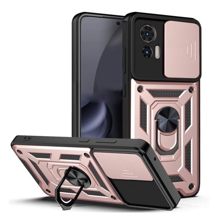 Gigapack defender szilikon mobiltelefon tok, ütésállóság, tartógyűrű, kameravédő, rózsaszín, kompatibilis: Motorola Edge 30 Neo, XT2245-1