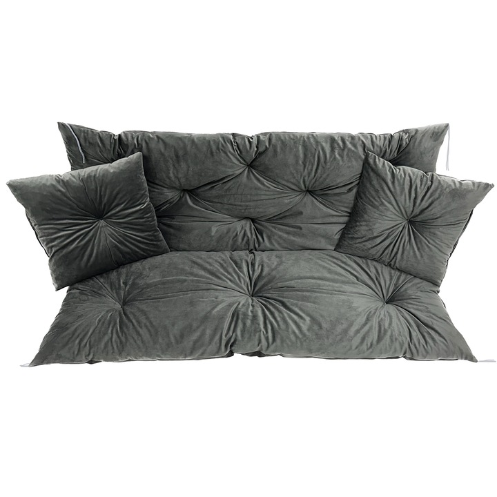 Set Perne Mobilier Gradina, Edanti, Impermeabil, 180X60X50 Cm, Velur, Gri