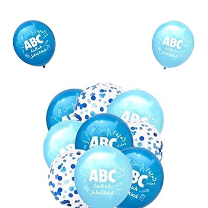 Fóliás lufi és konfetti, első tanítási napra készlet, fiúk, 18 db