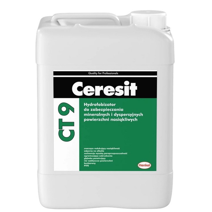 Solutie nano-siliconica de impermeabilizare, hidrofoba, profesionala, pentru piatra naturala, caramida, beton, Ceresit CT9, 10l