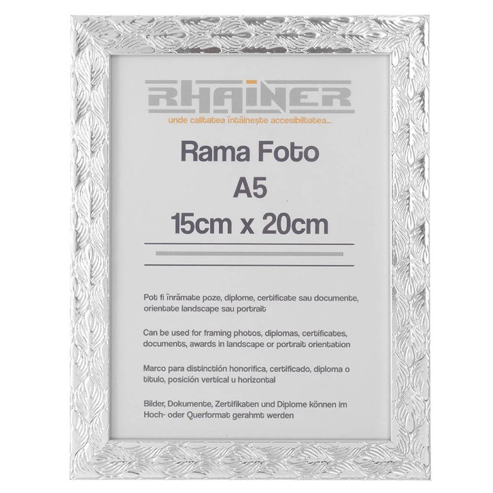 Rama foto Leon argintiu texturat A5, Createur