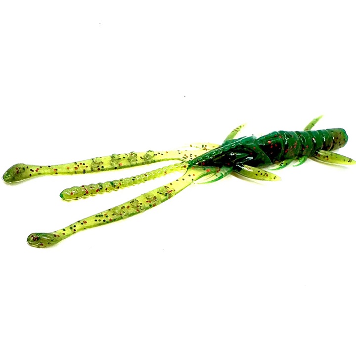 9 db-os lágy csali készlet, rák típusú FishUp Shrimp 7,6 cm 019 Motor Oil Red, süllő, süllő vagy csuka horgászatához