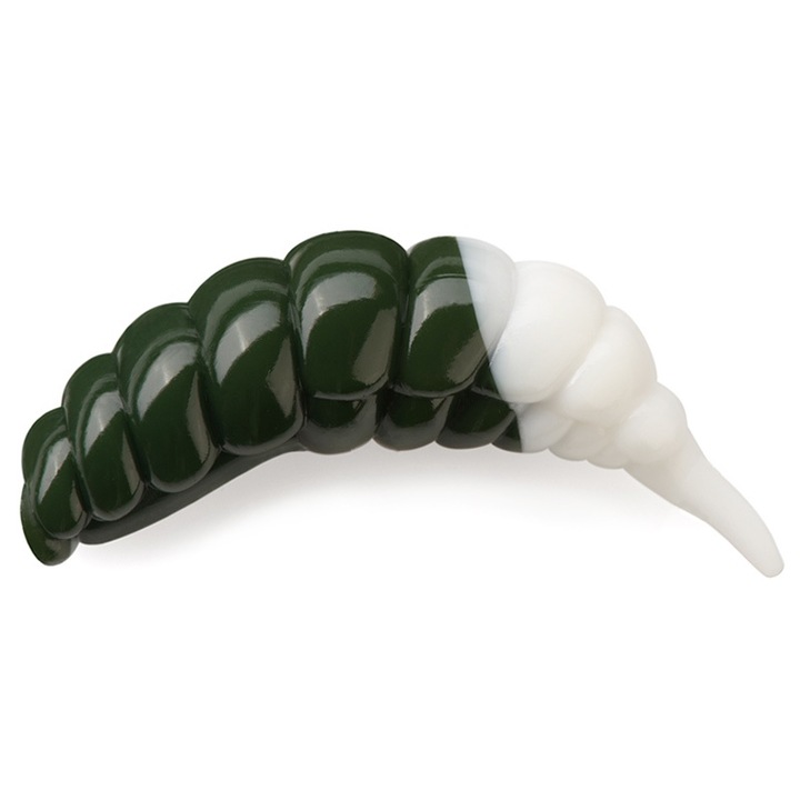 10 db-os lágy csali készlet, lárva típusú, FishUp Ozi sajt 3cm 140 Dark Olive White, pisztránghoz, süllőhöz vagy tiszta horgászathoz