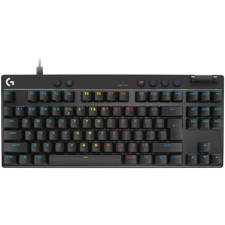 Механична клавиатура Gaming Logitech PRO X TKL RAPID, Аналогови превключватели, Многоточково действие, RGB светлинна синхронизация, Черен