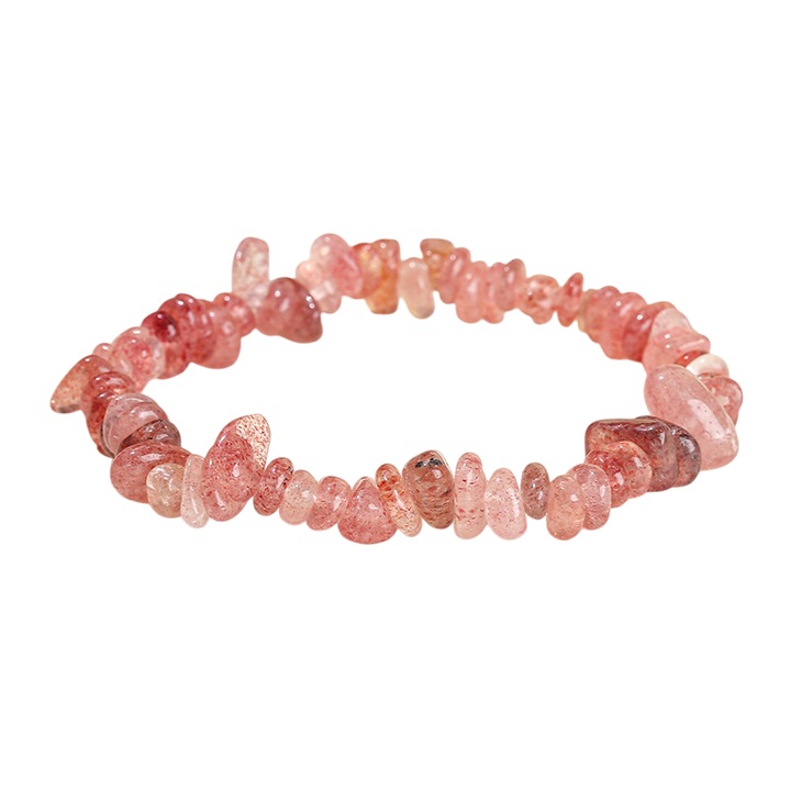 Bratara elastica, Cuart de capsuni, 17x26cm, 16g, pietre semipretioase