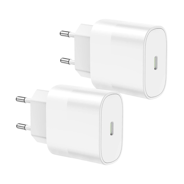 2 darabos készlet, iPhone töltő gyorstöltő 20 W USB C PD adapterrel, kompatibilis az Apple iPhone 16 Pro / 15 Pro Max / 14 Pro Max / 13 Pro / 12 Pro Max készülékekkel, kábel nélkül