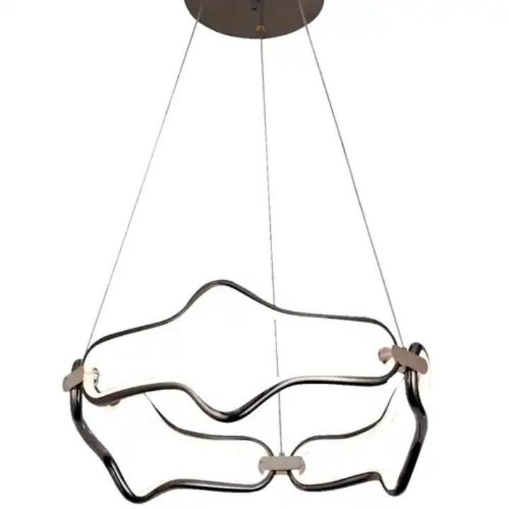 Lustra LED, gri, asimetrica, 121W, trei tipuri de lumina, calda, neutra si rece, dimensiuni (L, l, h) 50x50x100cm, clasa protectie IP21, montaj tavan