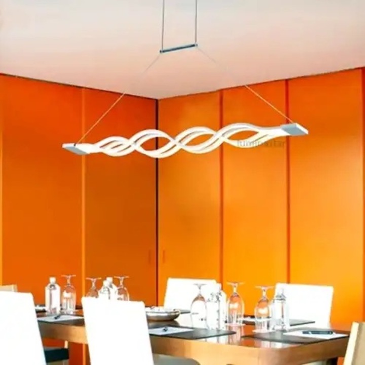 Lustra LED cu 3 tipuri de lumina si telecomanda, alba, liniara, 152W, intensitate reglabila, lumina rece/neutra/calda, 100x8x120cm, IP21, suspendata, montaj tavan, LED CONCEPT