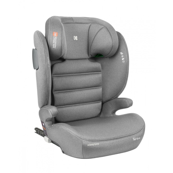 Столче за кола с isofix KikkaBoo 100-150 см i-Track i-SIZE светло сиво