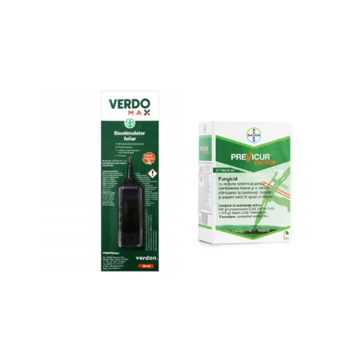 Pachet rasaduri Fungicid sistemic Previcur-Energy, fiola 10 ml + Biostimulator Legume, Fructe, VERDOMAX, 20 ml