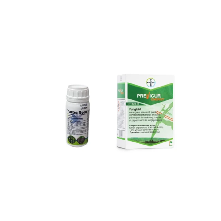 Pachet rasaduri Fungicid sistemic Previcur-Energy, fiola 10 ml + Biostimulator inradacinare Turbo Root, 100 ml