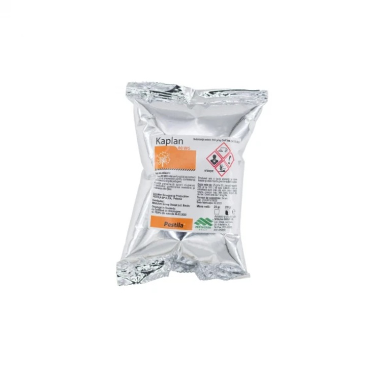 Fungicid de contact utilizat in culturile de mar, par, visin, cires, zmeur, cocaz, afin, agris, Kaplan80 WG, 25 g