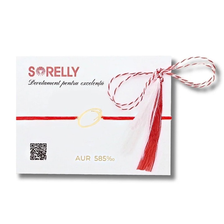 Martisor Bratara Aur 14k Snur Rosu Litera O