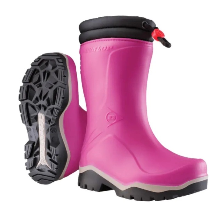 Cizme imblanite pentru copii, Dunlop Kids Blizzard Roz 30