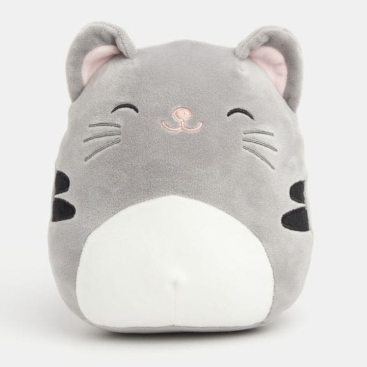 Plüss macska, Squishmallows Tally, puha és bolyhos, szürke