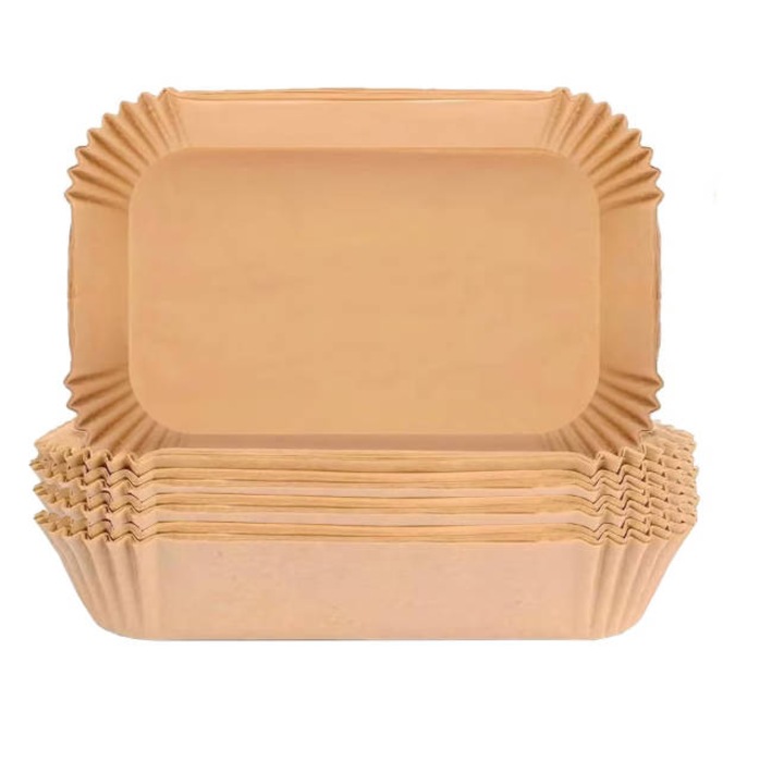 Hartie de copt pentru friteuza cu aer cald, set 100 bucati, 22x14cm, rezistenta la apa, maro natural