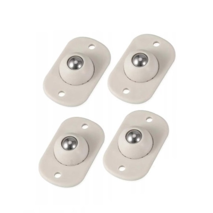 Set 4 roti pentru mobila auto-adezive, universale, 8 kg, albe, 4.5 x 2.8 x 2 cm, HAPPY JOKER®