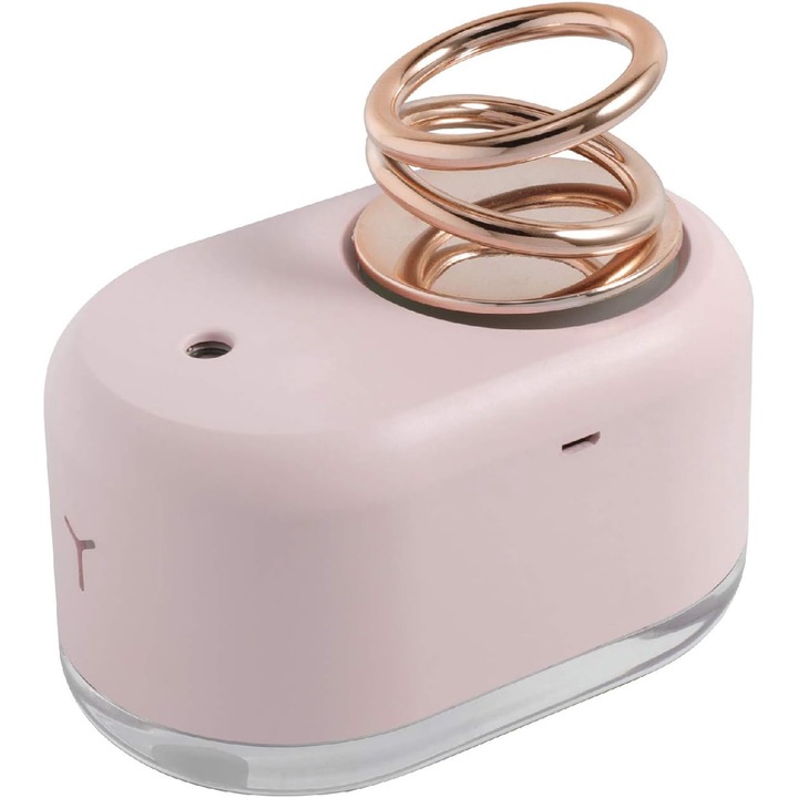 Umidificator de Aer Hozro, cu Difuzor de Aroma, Inel Dublu Suspendat si Lumina Colorata pentru Noapte, Roz