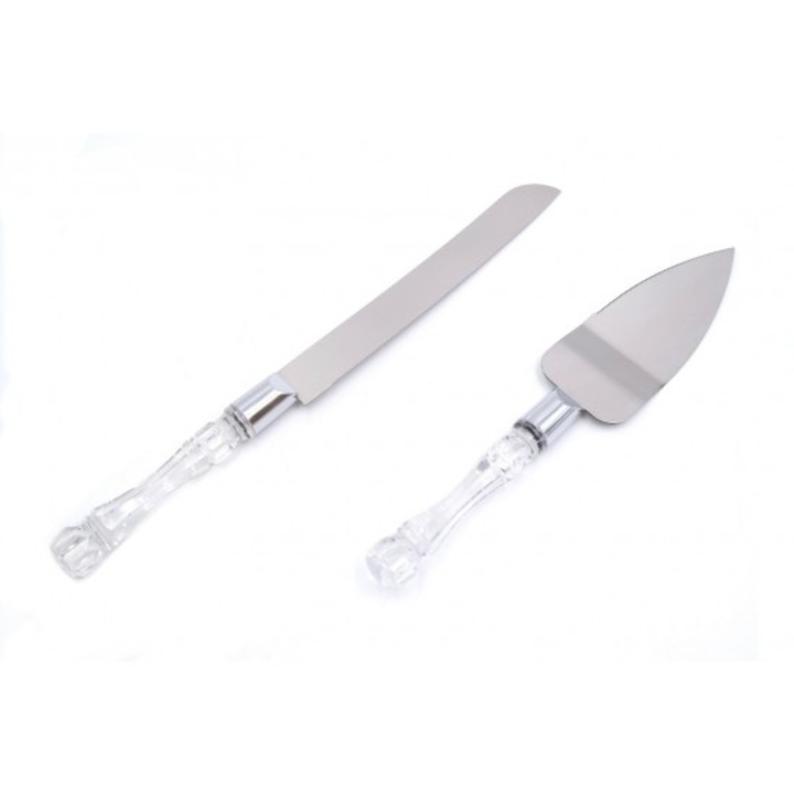 Set paleta pentru servit tort si cutit, Inox+Pvc