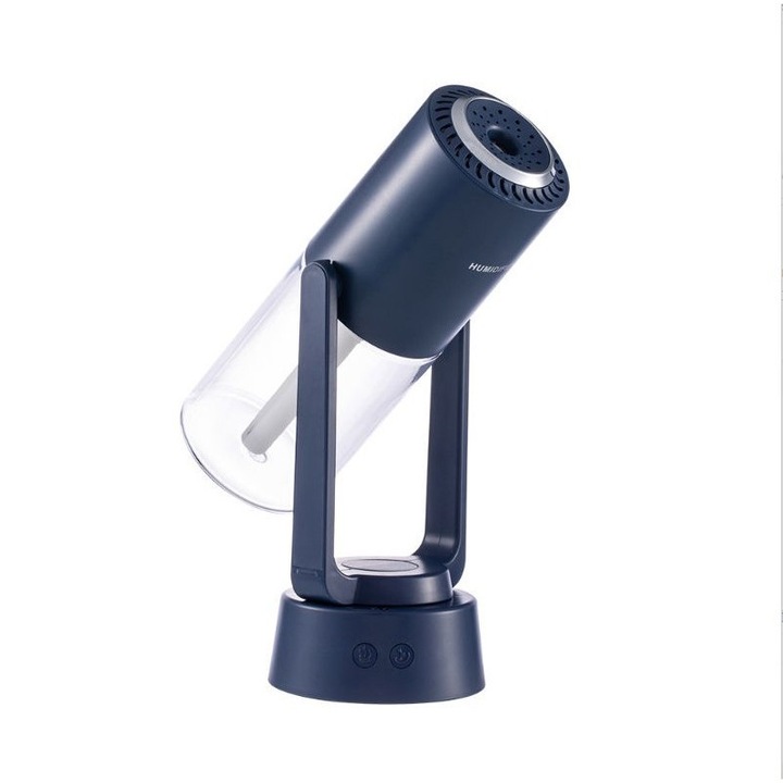 Hordozható ultrahangos légpárásító és -tisztító, 200 ml-es tartály, negatív ionokkal, 7 színű LED, 360 fokos forgatás, kék