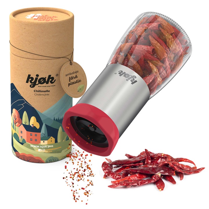 kjøk Rasnita premium de ardei iute 100 ml din otel inoxidabil si sticla auto-umplere capac de protectie a aromei mecanism de taiere din otel