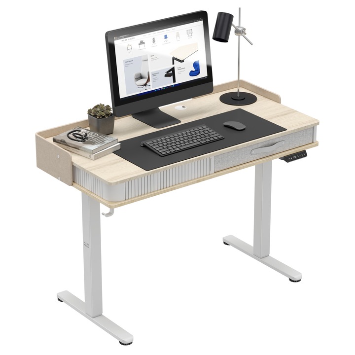 Електрическо бюро Mark Adler Leader 8.0, Регулируемо, с USB портове, с чекмедже, Бяло
