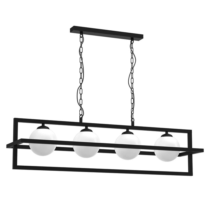 Lustra suspendata Diego Milagro, 4xE14, 40W, neagra, dimensiuni reglabile, fara becuri incluse