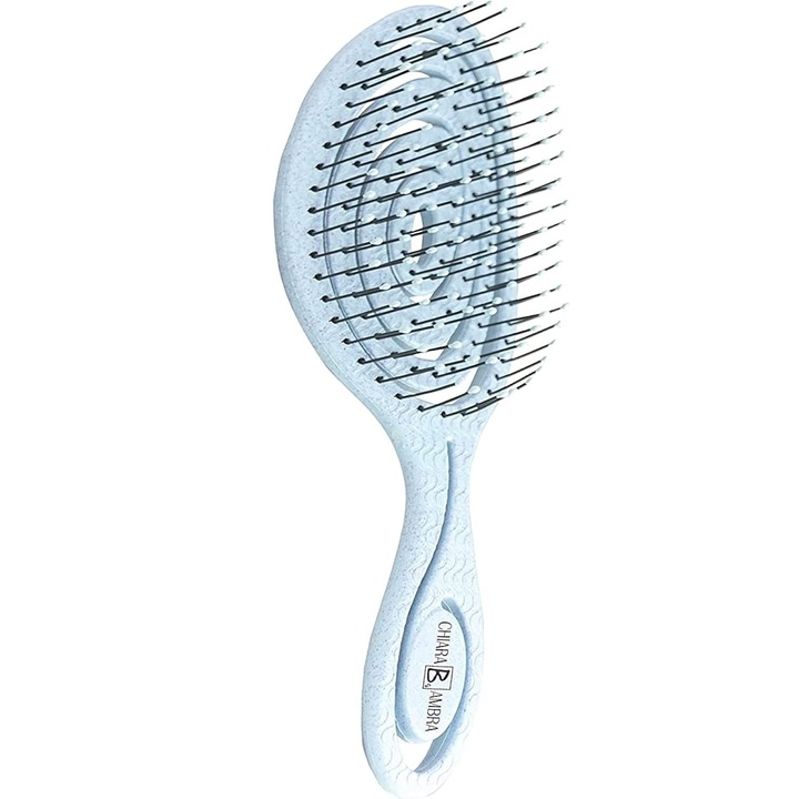 Perie de par, Chiara Ambra, Bio, Indreptare par drept, ondulat si umed, Fara tragere, Albastru deschis