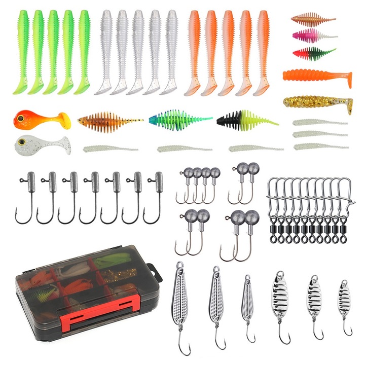 Комплект примамки и примамки 75БР, Autocise, двустранен органайзер, 17.5x10.5x4cm, за сладка и солена вода