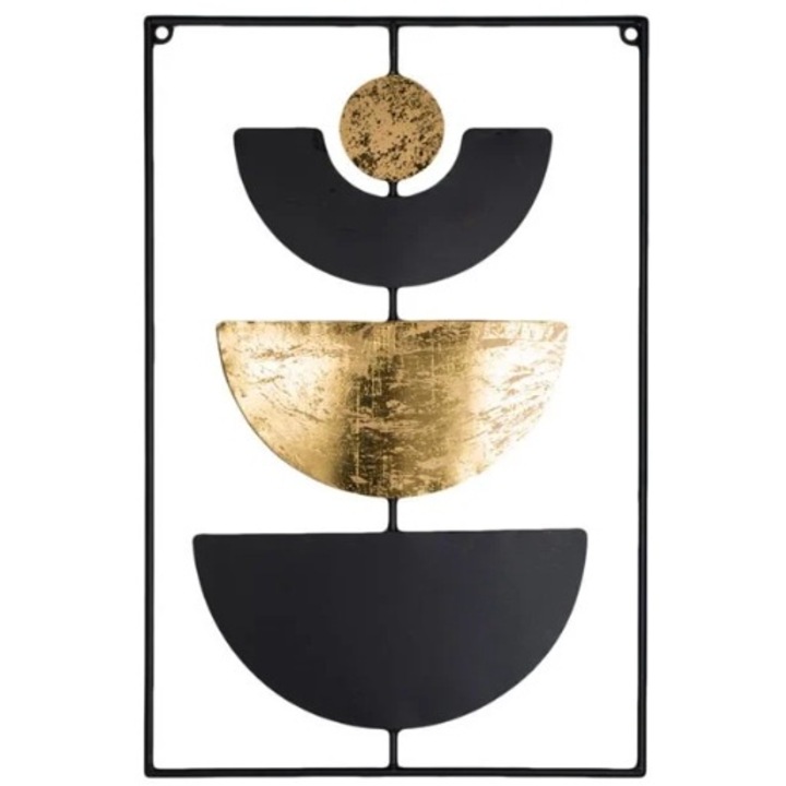 Tablou Metalic Negru Auriu "Lunar Cycle" 40x60cm