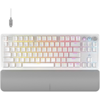 Tastatura mecanica gaming Corsair K70 PRO TKL, Hall Effect Programmable , MGX Hyperdrive magnetic switches, RGB, alb