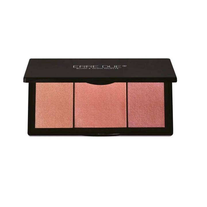 Paleta Blush si Iluminator Erre Due, 403 Rosy Evenings, 3 nuante, finisaj satinat, 10g