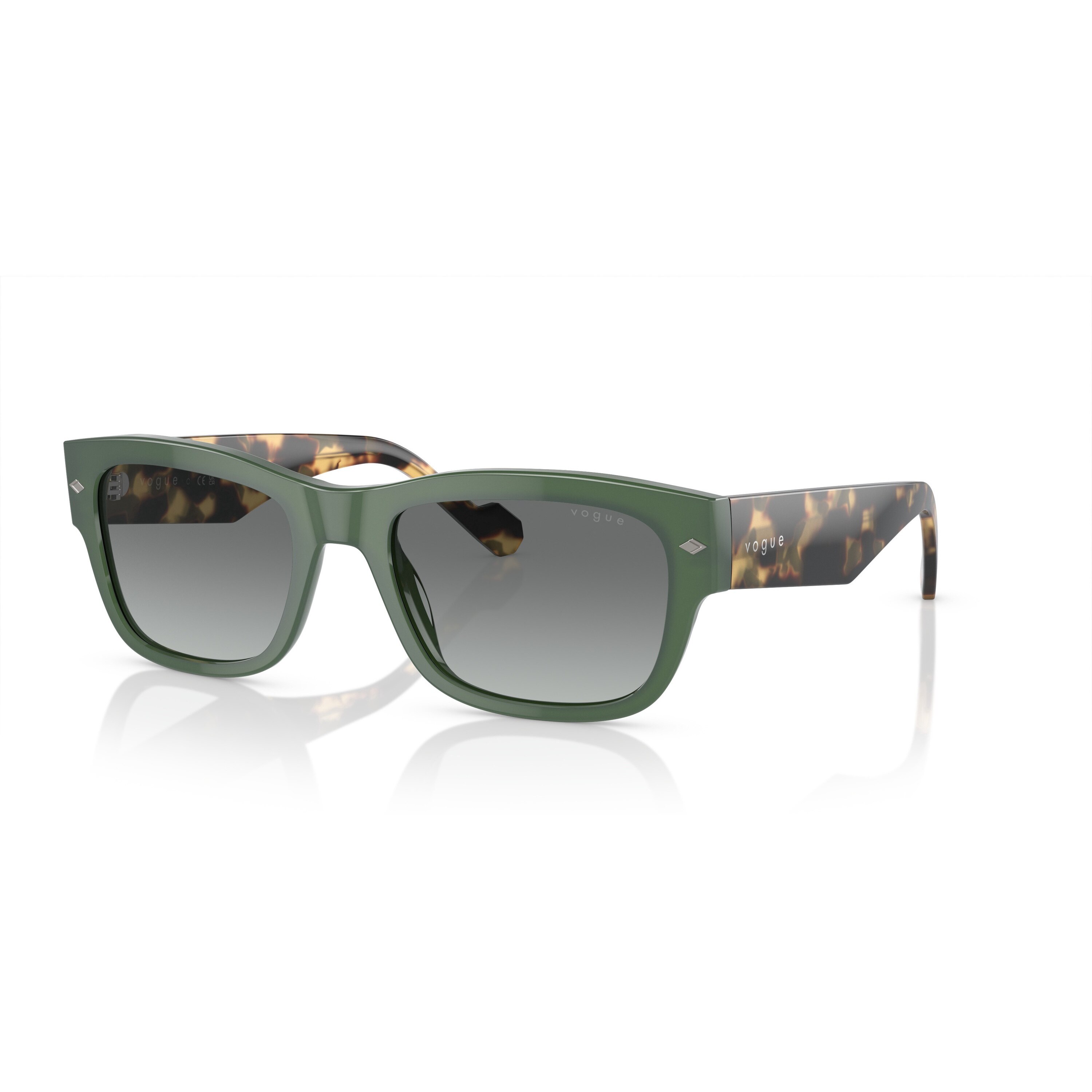 Vogue, Ochelari de soare patrati cu lentile degrade, Verde, 55-20-145