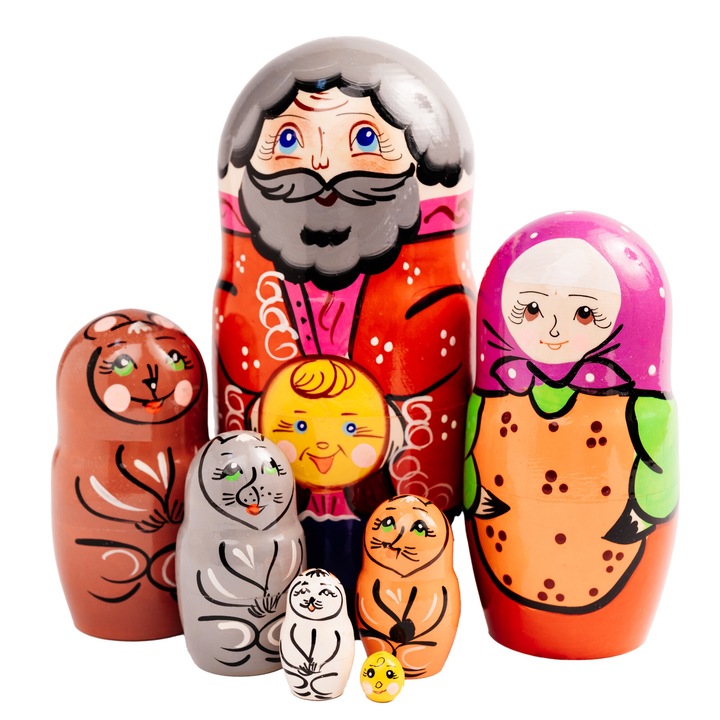 Papusa Matrioska “Povestea Gogoasei”-21cm-set din 7 papusi