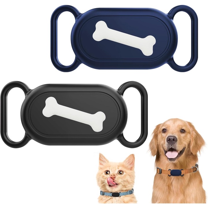 2 db-os védőtok készlet Samsung Galaxy SmartTag2 tokhoz, szilikon, házi kedvencek számára is alkalmas, kék/fekete