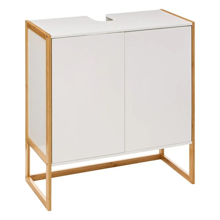 Etajera baie, 5five Simply Smart, Natureo White, De sine statator, Lucios, Bambus, 80x70x33 cm, 12.8 Kg, Maro