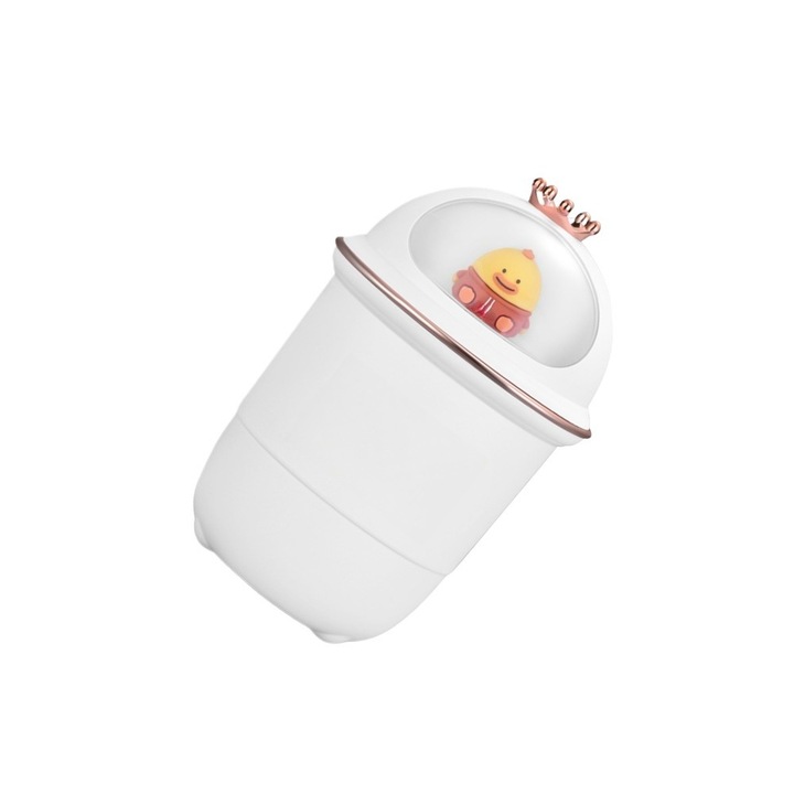 Umidificator mic portabil cu lumina de noapte, ultra silentios 36db, USB, Plastic, nano ceata fina rece, mica si portabila, functie de lumina de noapte, doua moduri de pulverizare, multifunctional, alb