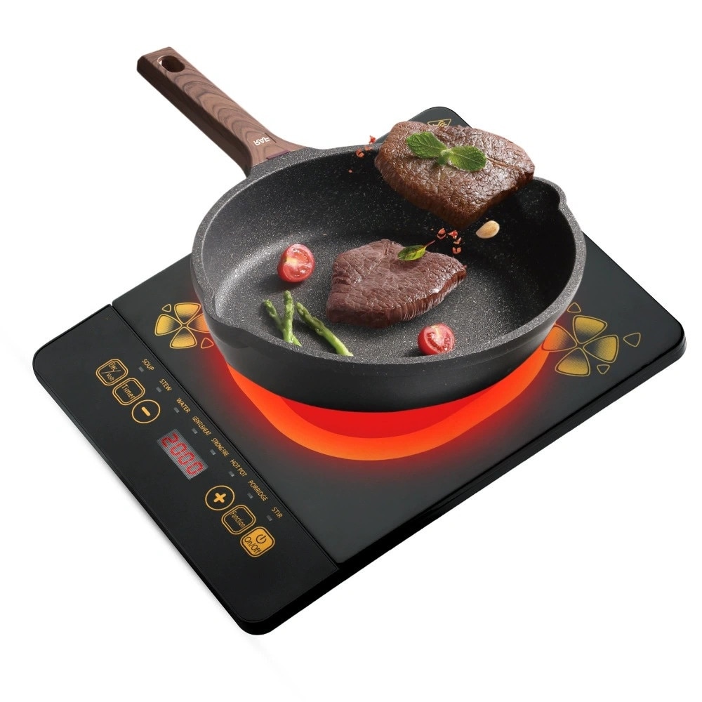 Aragaz cu inductie, cronometru, 8 moduri, usor de curatat, caldura ridicata, 2000W, 28x34cm, negru