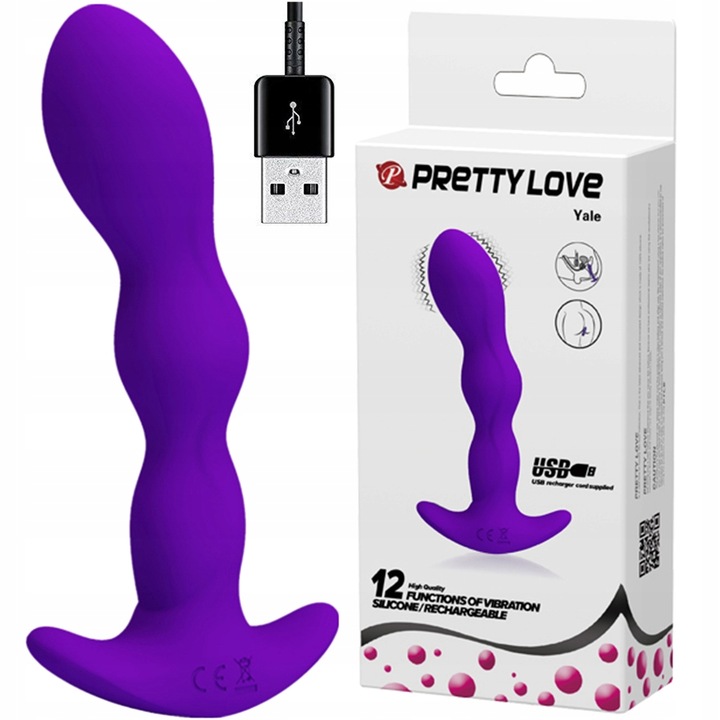 Анална тапа, Pretty Love, Силикон, За жени, Лилава, Диаметър 7,3 см, Дължина 145 мм